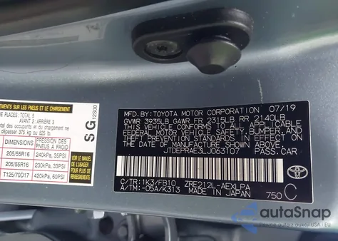 2020 Toyota Corolla Le z USA, uszkodzony, nr VIN JTDEPRAE3LJ063107